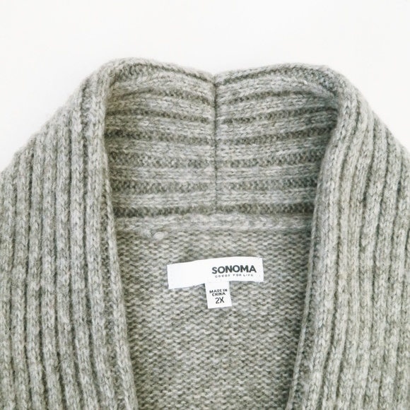 Sonoma Women's Gray Open Cardigan Sweater Size 2X - Picture 3 of 5